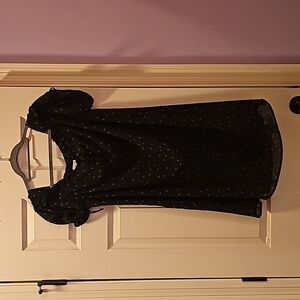 Black and red polka dot dress